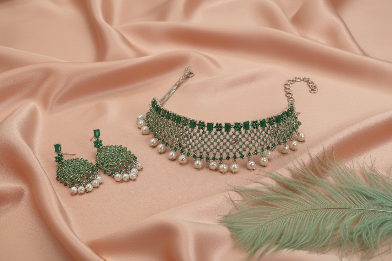 AD necklace set  green stones