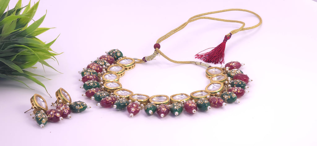 Kundan necklace, meenakari