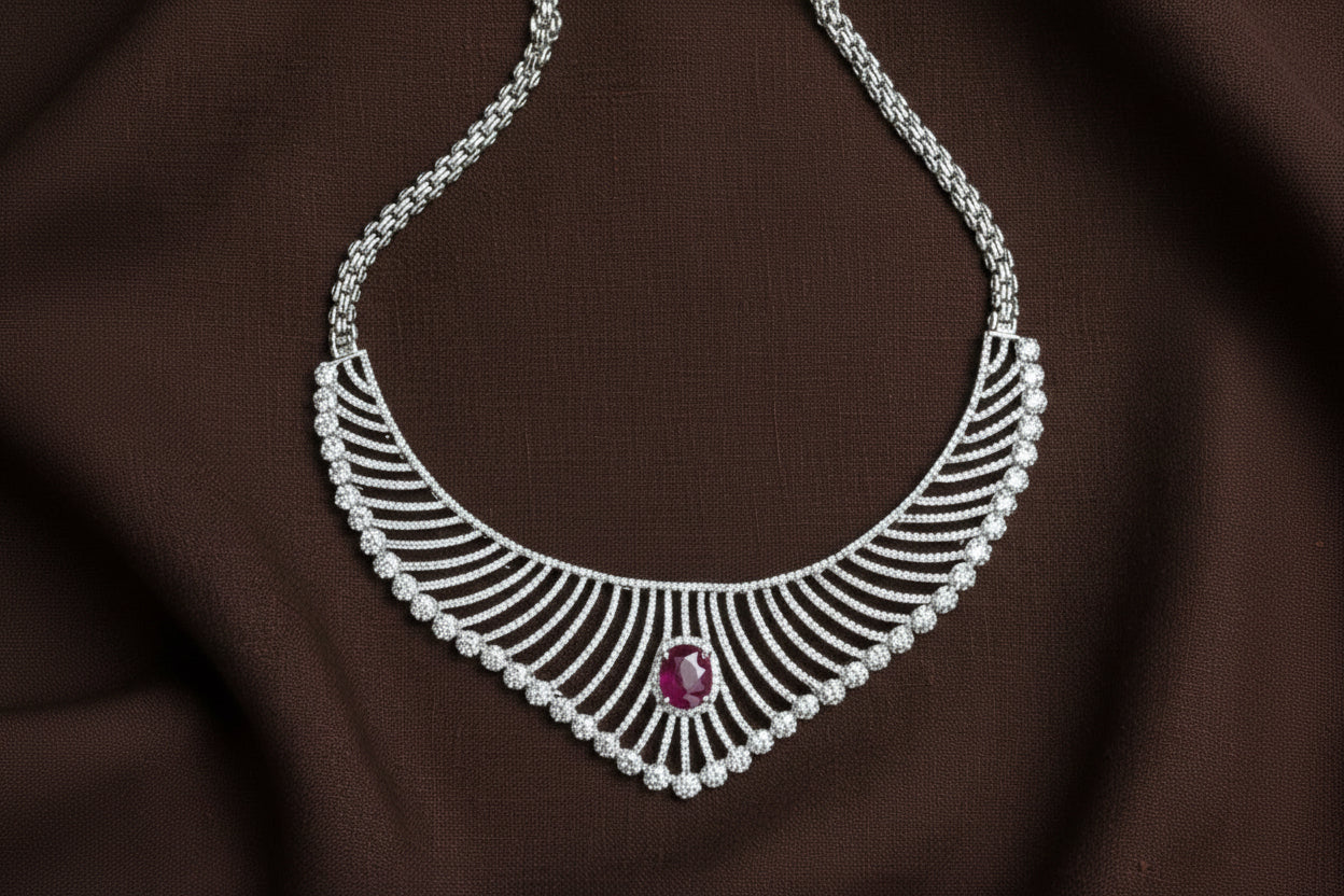 AD necklace with pink gemstone