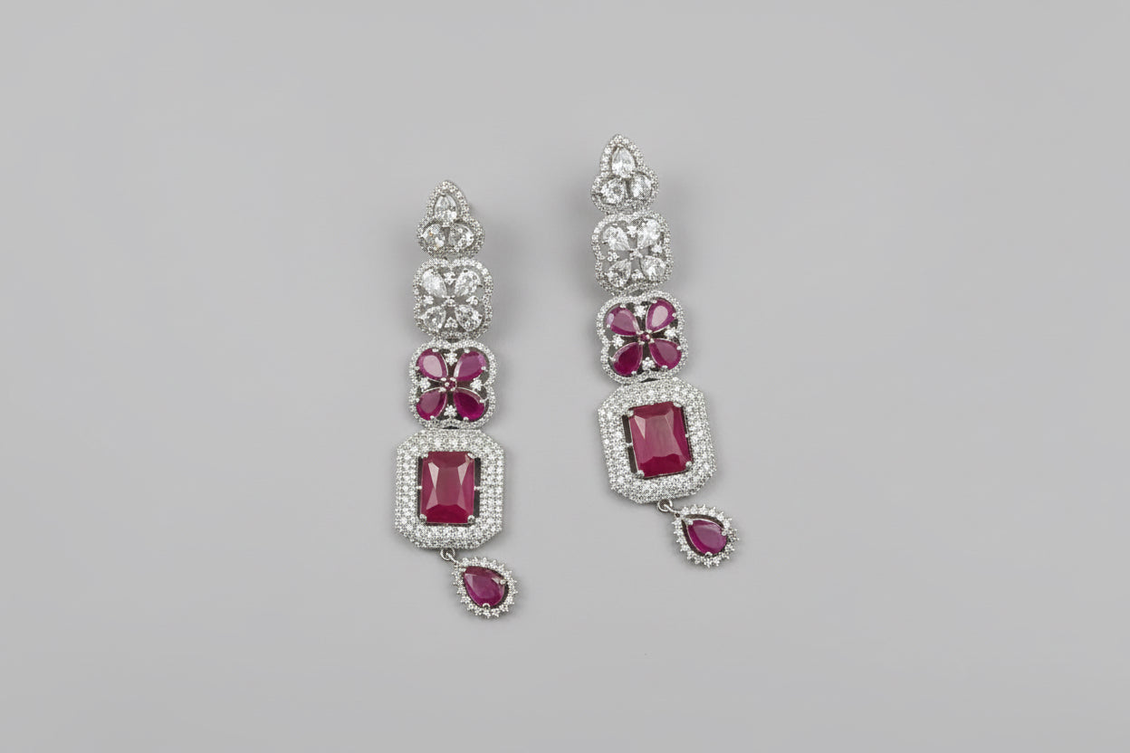 AD earring with pink stone