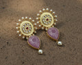 Purple Stone ornate golden earring
