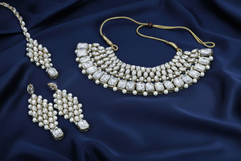 Kundan set golden and white
