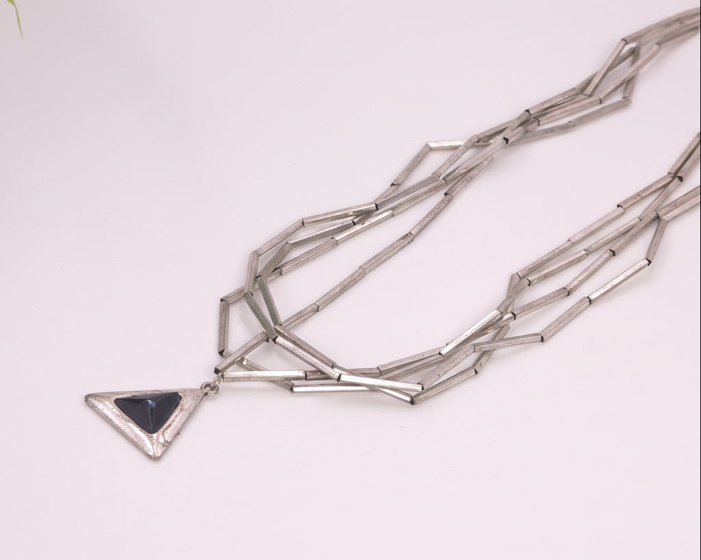 Black triangle pendant necklace