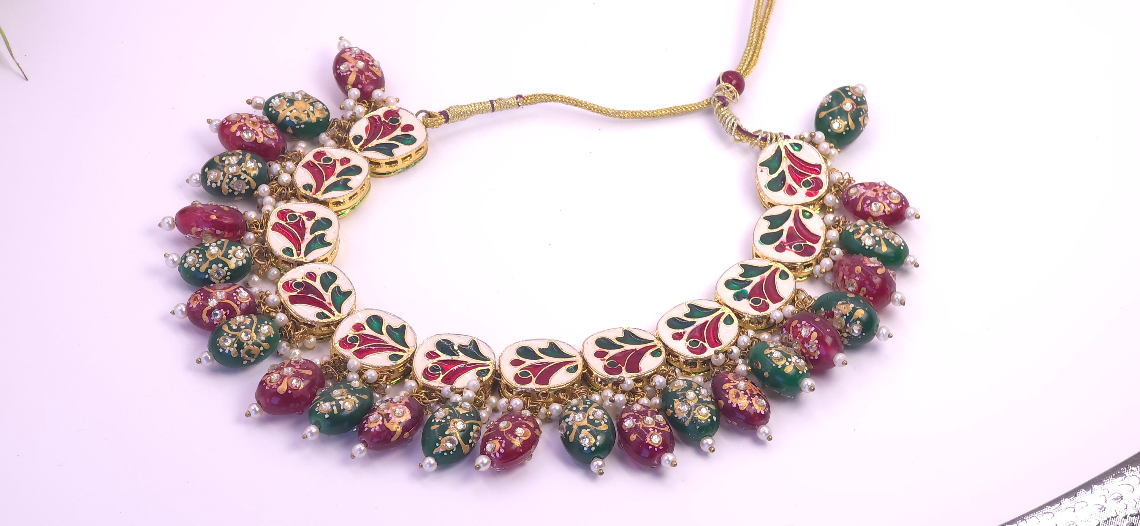 Kundan necklace, meenakari