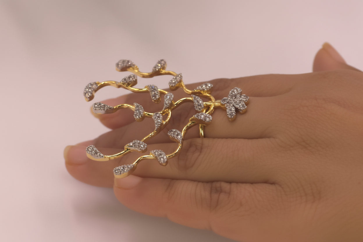 Deer head diamond fingerring