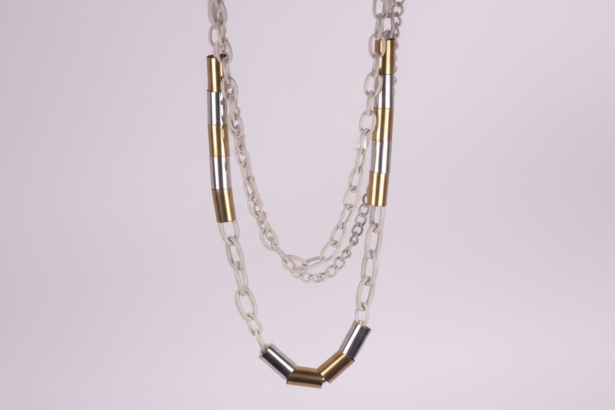 White and golden chain casual