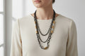 Black and golden chain necklace long