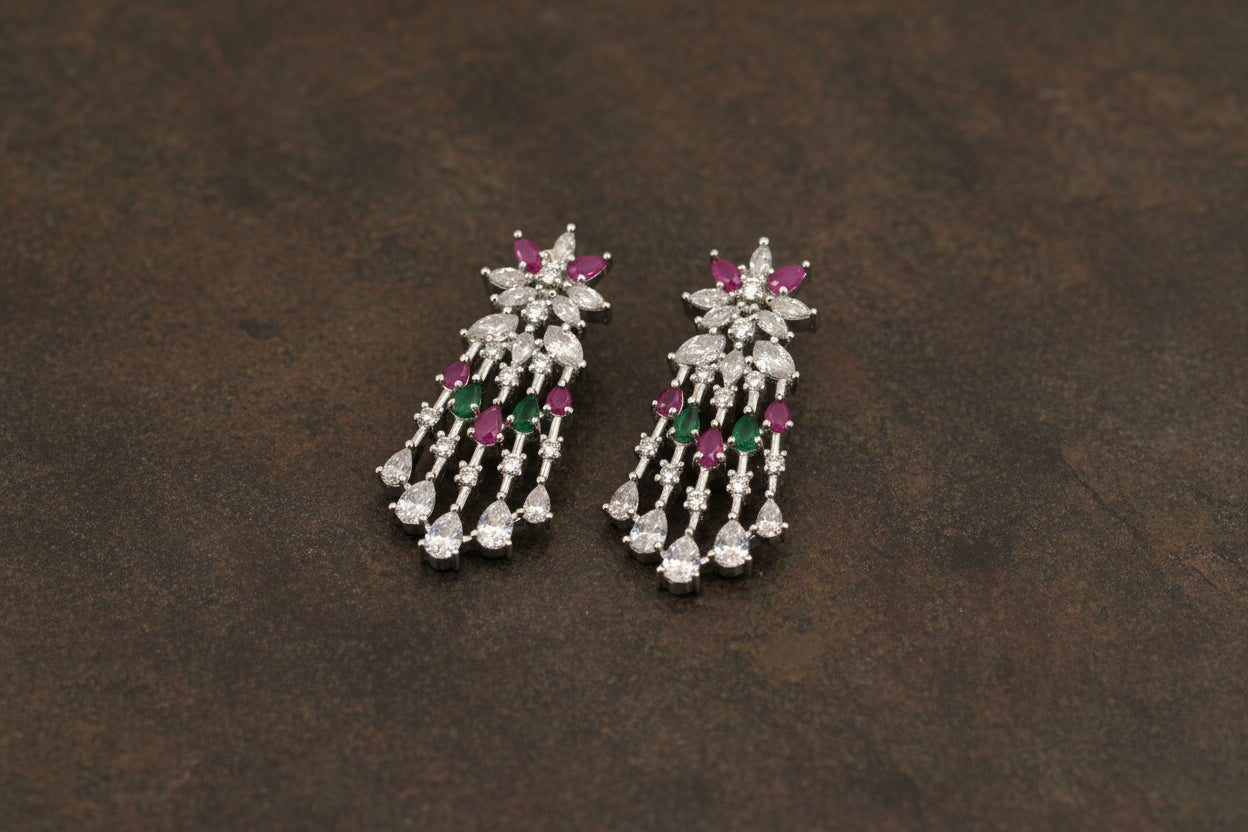 AD necklace set with Green and Pink Stone