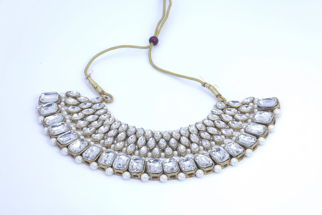 Kundan set golden and white