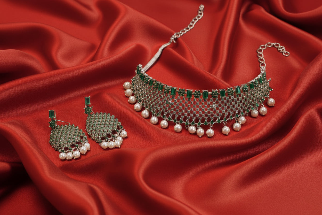 AD necklace set  green stones