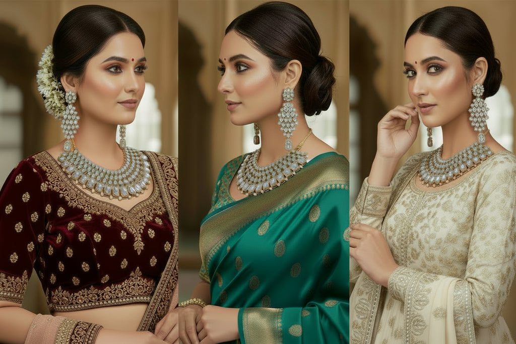Kundan set golden and white