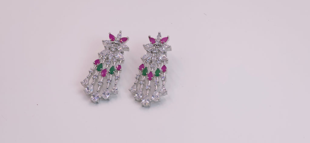 AD necklace set with Green and Pink Stone